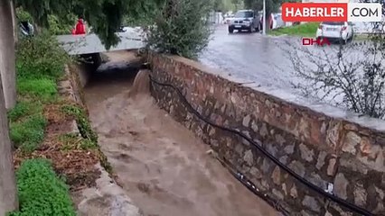 BODRUM'DA SAĞANAK; CADDELER GÖLE DÖNDÜ