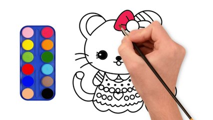 Hello Kitty and mouse Drawing, Painting and Coloring for Kids & Toddlers