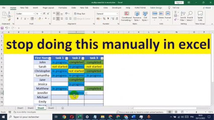 Coloring cells in excel automatically