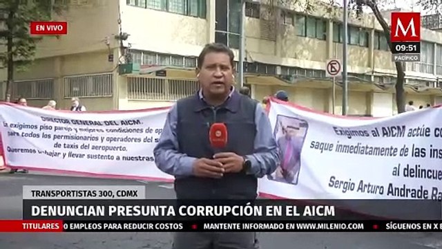 Transportistas del AICM realizan bloqueo frente a FGJ en CdMx