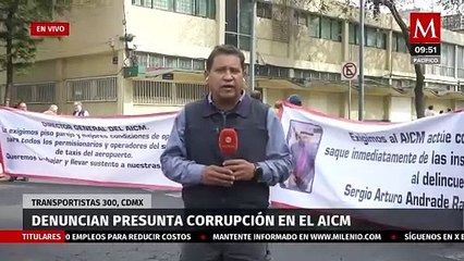 Transportistas del AICM realizan bloqueo frente a FGJ en CdMx
