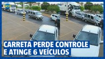 Carreta atinge seis veículos em avenida de Montes Claros