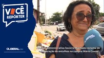 Auxiliar Administrativa Socorro Machado reclama de aglomeração de entulhos na rodovia Mário Covas