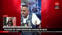 Policías en estado de ebriedad chocan contra camioneta en Nezahualcóyotl, Edomex