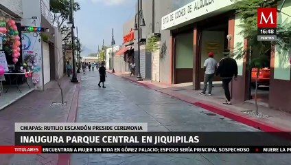 Rutilio Escandón inaugura el Parque Central en Jiquipilas, Chiapas