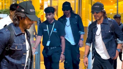 मुंबई एअरपोर्ट पर Dashing Look में नजर आए किंग खान