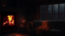 Instant Sleep in 5 MINUTES in a Cozy Winter Ambience With Heavy Rain & Fireplace Sounds