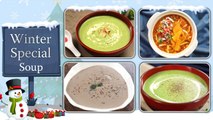 4 Best Winter Warm Soups Recipe | Broccoli Almond | Tomato | Creamy Green Peas | Creamy Mushroom
