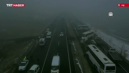 Ağrı'da sis zincirleme kazaya neden oldu: 19 yaralı