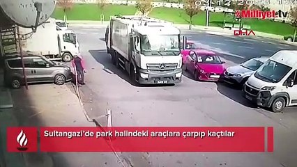 Sultangazi’de park halindeki araçlara çarpıp kaçtılar