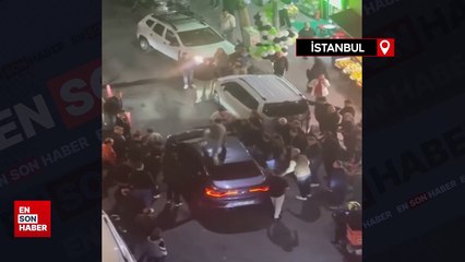 Bahçelievler'de zarar vermek istediği aracın tavanında zıpladı