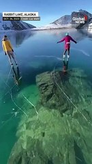Ice rescue instructor captures footage of rare, once-in-a-decade ice window on Alaskan lake