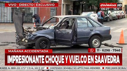 Impresionante choque y vuelco en Saavedra: hay heridos