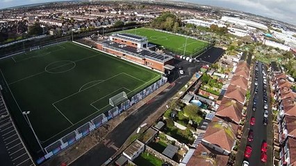 Aerial view of the new solar panels on John Jenkins Stadium