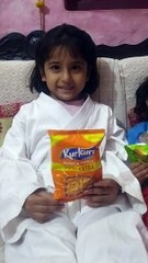 Akshu and Trishu telling spelling of snacks-dm