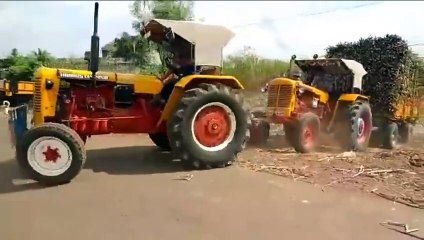 Hindustan tractor video // how to pull loaded sugarcane tractor // Indian top brand tractor