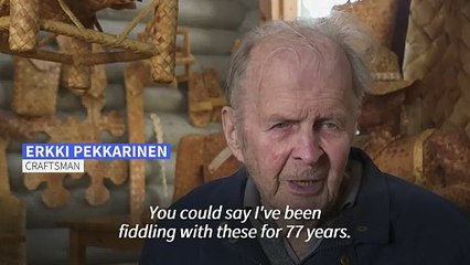 Man in a wooden suit: Finnish artist turns tree bark into art