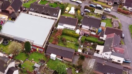 Drone footage of Graham Wildin's 'man cave' in Meendhurst Road, Cinderford - SWNS