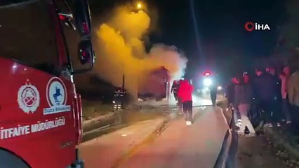 İşçi servisi alev topuna döndü