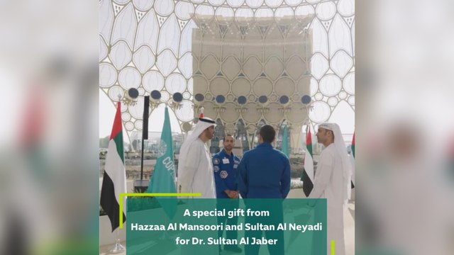 A special gift from Hazzaa Al Mansoori and Sultan Al Neyadi for Dr. Sultan Al Jaber