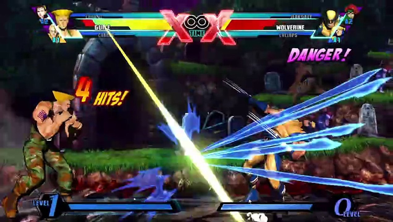 Guile, Charlie, Chun-Li vs Cyclops, Jean Grey, Wolverine