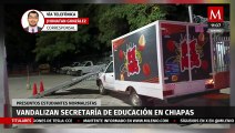 Normalistas vandalizan Secretaría de Educación en Chiapas