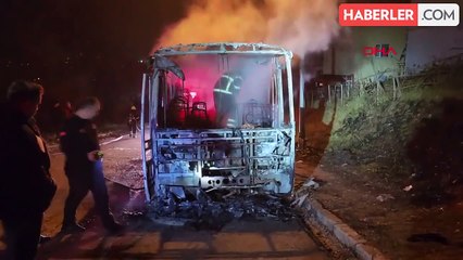 Düzce'de İşçi Servis Minibüsü Alev Aldı