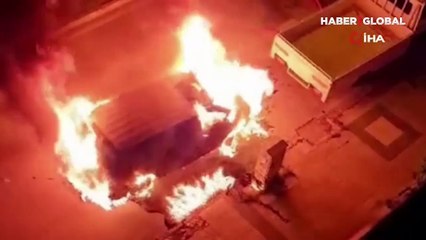 Aksaray'da seyir halindeki minibüs alev topuna döndü! O anlar kamerada 