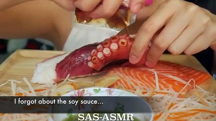 ASMR SALMON & OCTOPUS SASHIMI (RAW SAVAGE Extreme Soft Chewy EATING SOUNDS) No T
