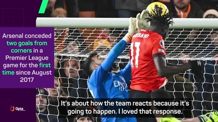 Arteta unwilling to criticise Raya despite tough night against Luton