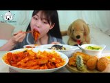 ASMR MUKBANG | Spicy Tteokbokki, Hotdog, Tuna mayonnaise rice, Various Fries, Steamed Eggs