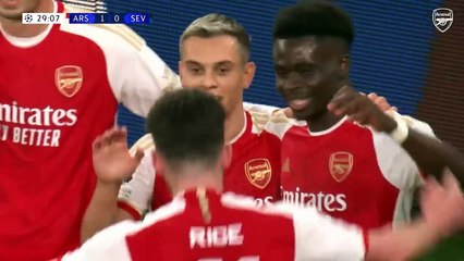 Arsenal vs Sevilla 2-0 UCL All Goals & Highlights 2023 - Trossard and Saka Goals