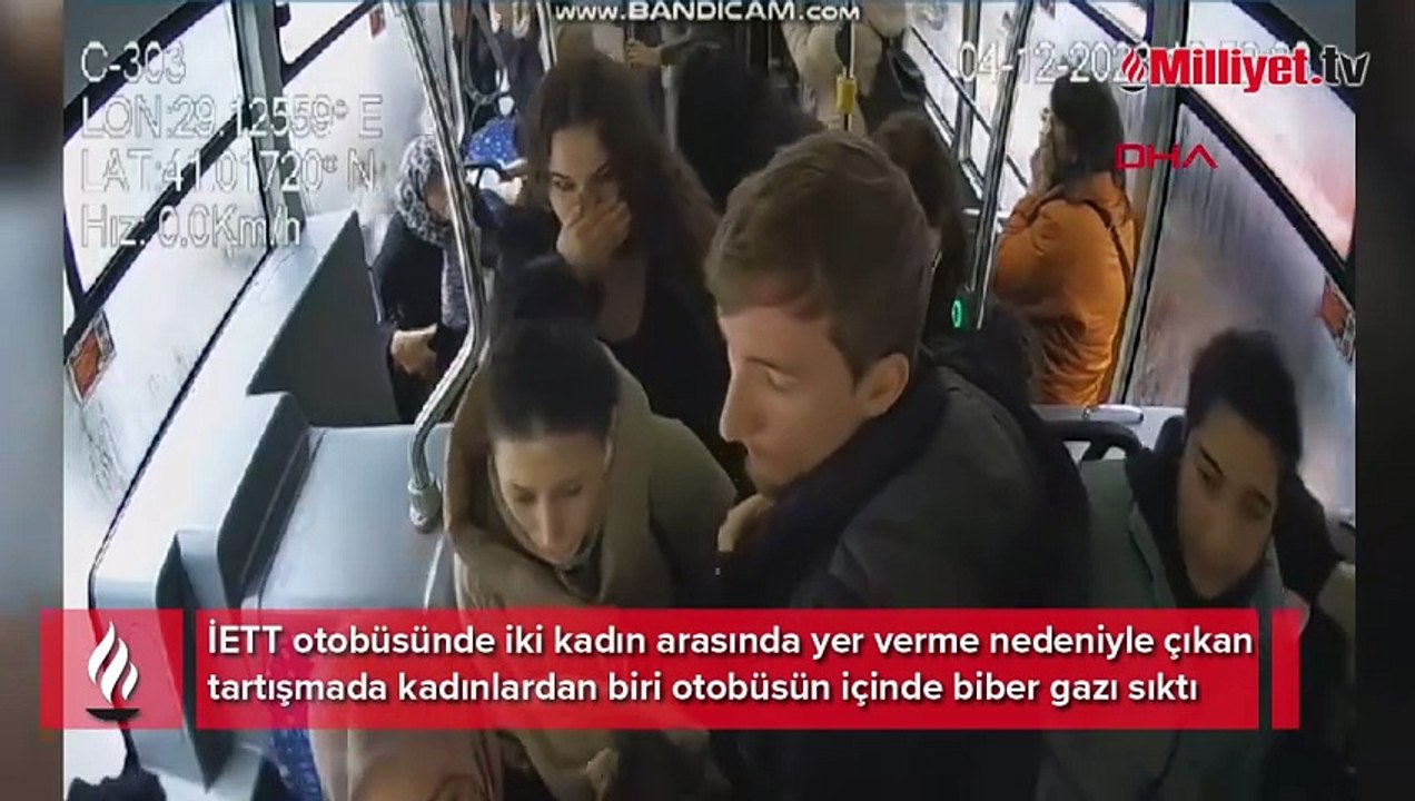 İETT otobüsünde biber gazı sıktı! O anlar anbean kaydedildi