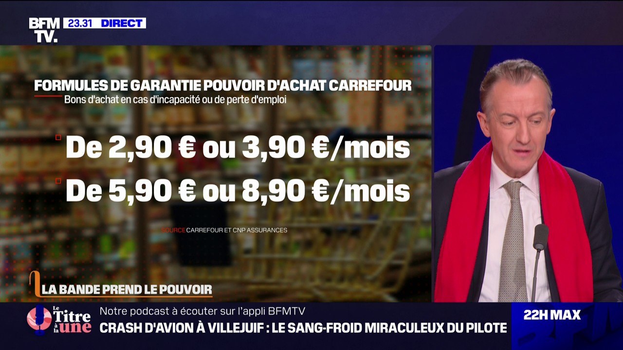 Carrefour lance une assurance en cas "de perte soudaine de pouvoir d'achat"  - Vidéo Dailymotion