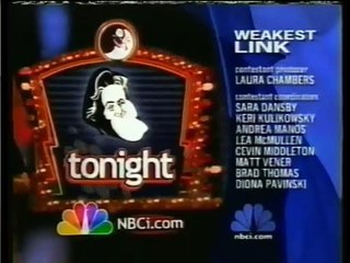 Weakest Link NBC Split Screen Credits (WMAQ and O&O KNBC)