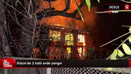 Düzce'de 2 katlı evde yangın