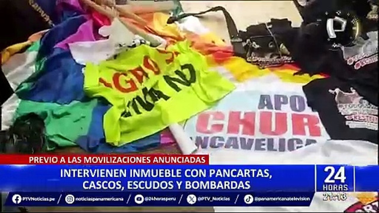 PNP Incauta escudos, bombas y cascos para la quinta "Toma de Lima"