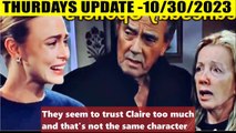 CBS Young And The Restless Spoilers Thurdays 10_30_2023 - Claire begs Newman For