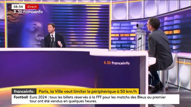 L’Etat « ne validera pas » fin 2024 la limitation à 50 km/h sur le périphérique parisien voulue par la mairie de Paris après les Jeux olympiques, annonce le ministre des Transports, Clément Beaune - Regardez