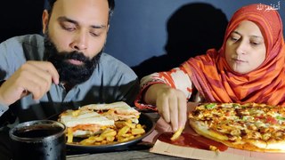 Eating grill  Sandwich And Pizza  Mukbang  Eating Show  pakistani Asmr