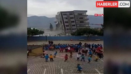 İskenderun'da kontrollü yıkım sırasında çocuklar paniğe kapıldı