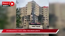 Diyarbakır'da hasarlı bina yıkılırken çöktü