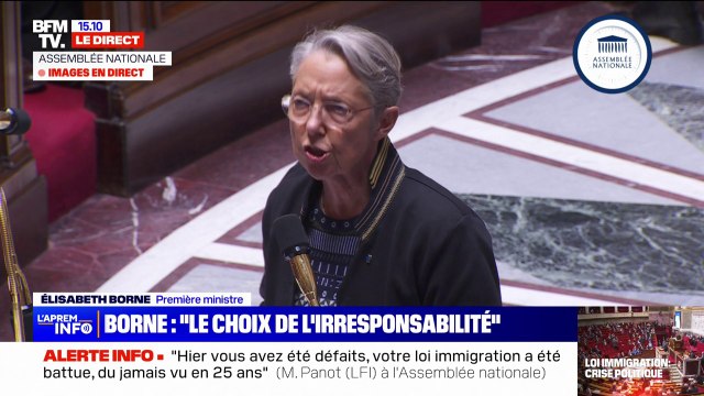 Motion de rejet contre la loi Immigration: Vous avez fait le choix de l'irresponsabilité répond Élisabeth Borne à Boris Vallaud