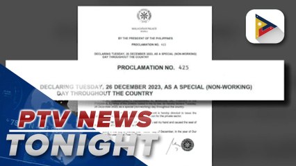 Dec. 26 declared as special non-working day