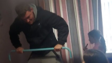 Man gets embarrassing reminder that the train to learning gymnastics departed a long time ago