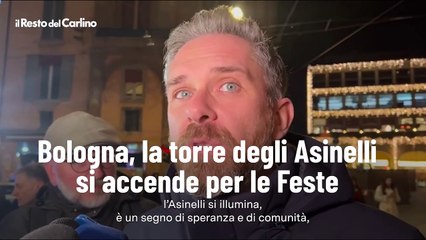 Bologna, la torre degli Asinelli si accende per le Feste