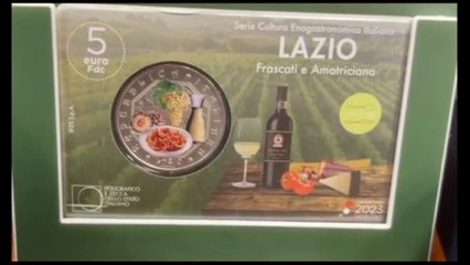Il vino di Frascati e l'amatriciana sull'ultima moneta del 2023