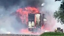 Vídeo mostra caminhão que pegou fogo com fogos de artifício em Goioerê