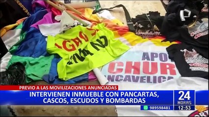 PNP Incauta escudos, bombas y cascos para la quinta "Toma de Lima"