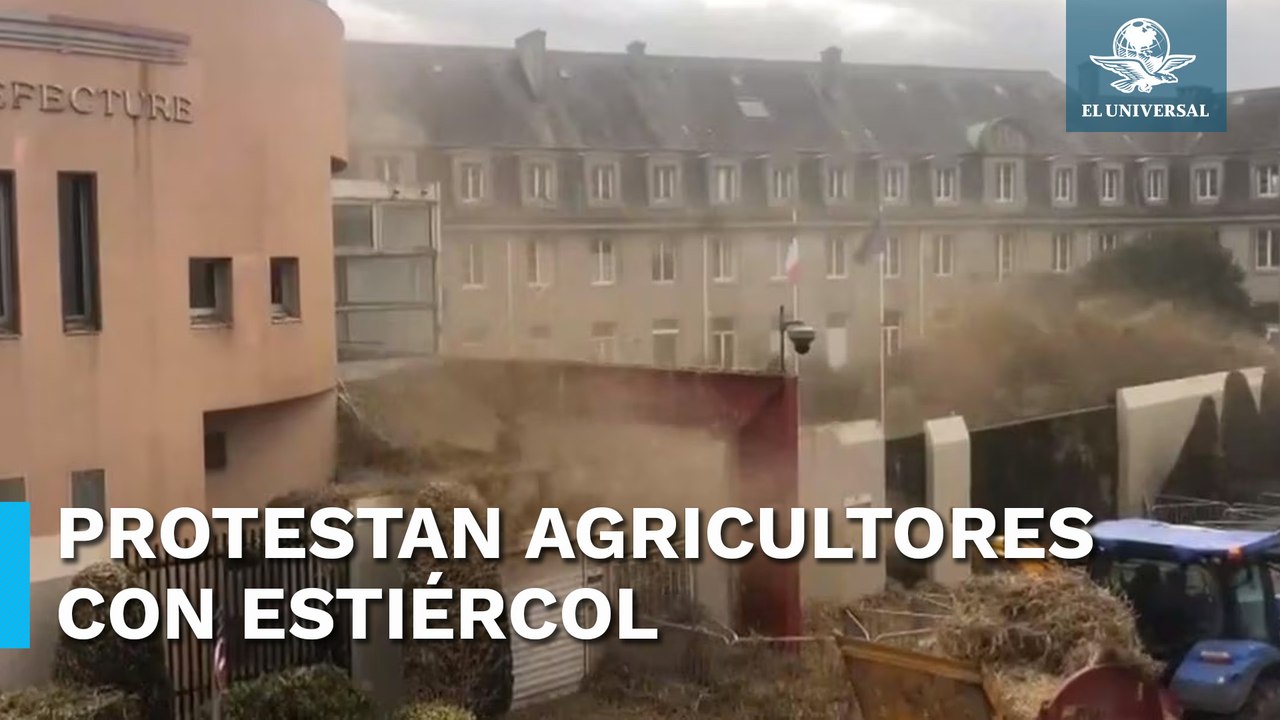 Lanzan estiércol a edificios de gobierno en Francia